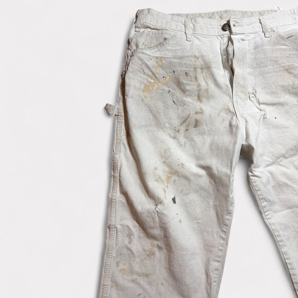 Dickies Mens Carpenter Work Pants Beige Heavily Distressed Paint-Splattered Size - Picture 5 of 12